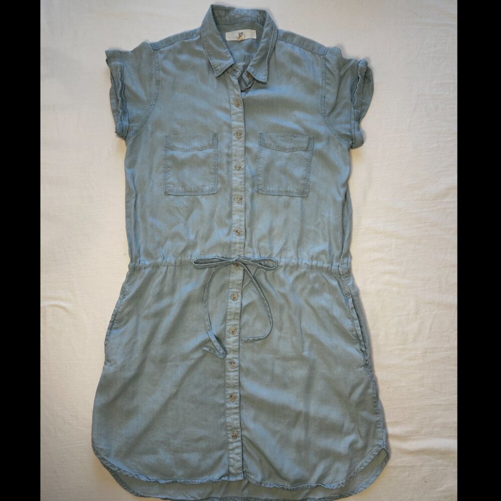 THREAD + SUPPLY CHAMBRAY MINI DRESS, MEDIUM (B)